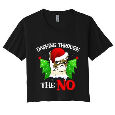 Cat Lover Xmas Dashing Through Grumpy Cats The No Christmas Crop Top