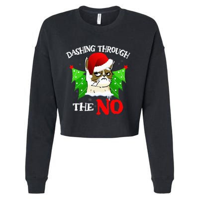 Cat Lover Xmas Dashing Through Grumpy Cats The No Christmas Cropped Pullover Crew