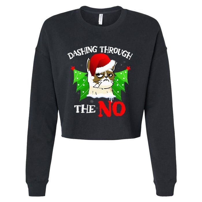 Cat Lover Xmas Dashing Through Grumpy Cats The No Christmas Cropped Pullover Crew
