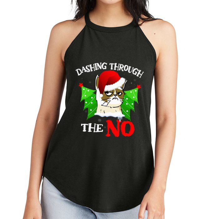 Cat Lover Xmas Dashing Through Grumpy Cats The No Christmas Women's Perfect Tri Rocker Tank
