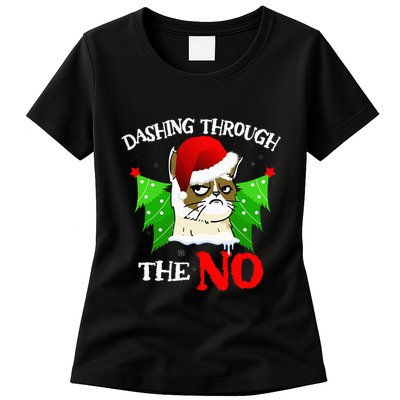Cat Lover Xmas Dashing Through Grumpy Cats The No Christmas Womens T-Shirt