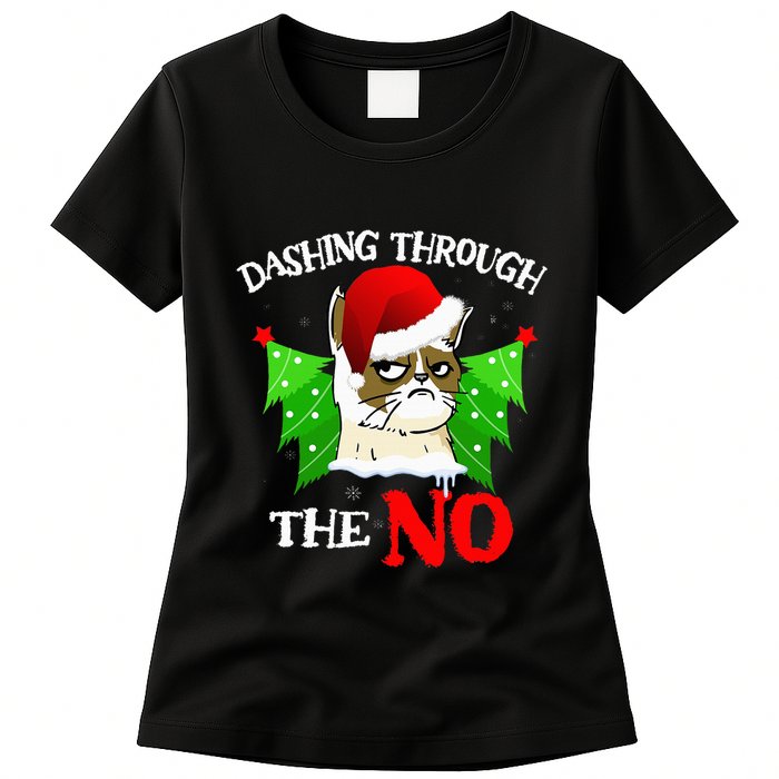 Cat Lover Xmas Dashing Through Grumpy Cats The No Christmas Womens T-Shirt