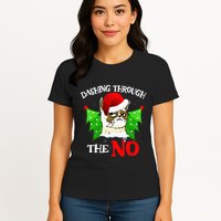 Cat Lover Xmas Dashing Through Grumpy Cats The No Christmas Womens T-Shirt