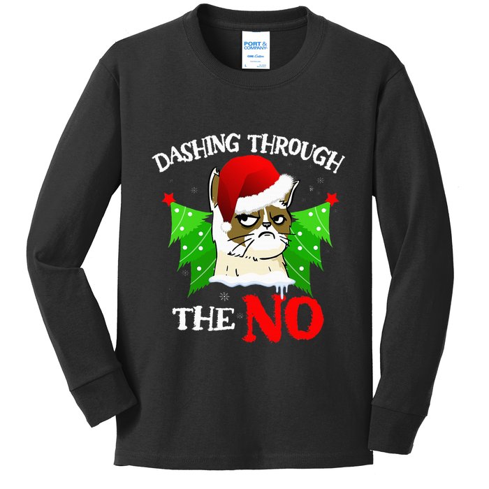 Cat Lover Xmas Dashing Through Grumpy Cats The No Christmas Kids Long Sleeve Shirt