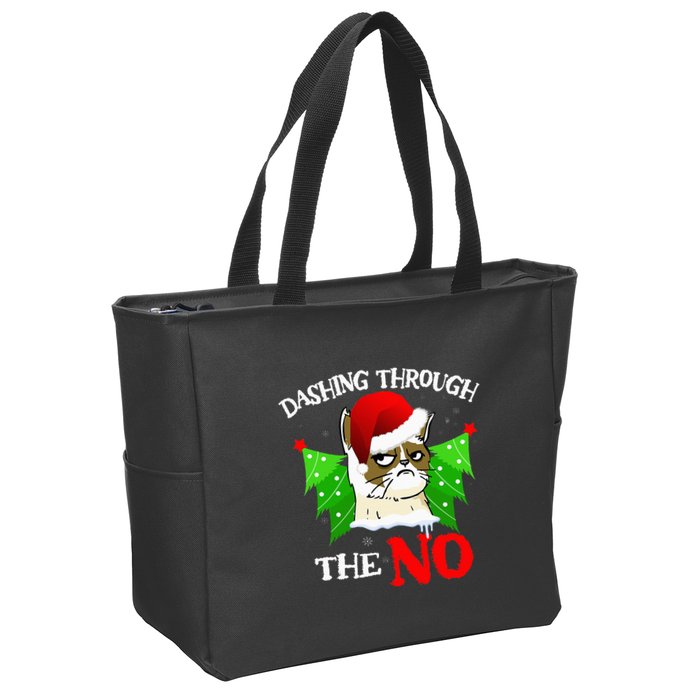 Cat Lover Xmas Dashing Through Grumpy Cats The No Christmas Zip Tote Bag