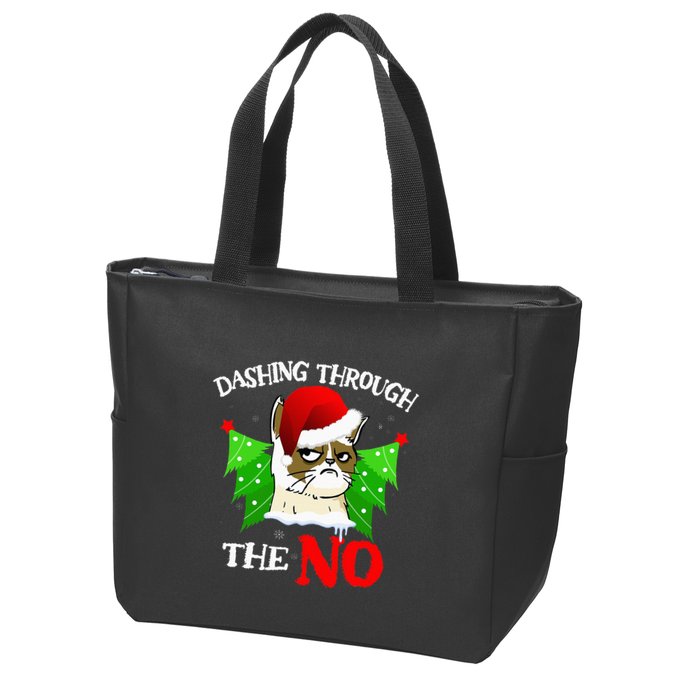 Cat Lover Xmas Dashing Through Grumpy Cats The No Christmas Zip Tote Bag