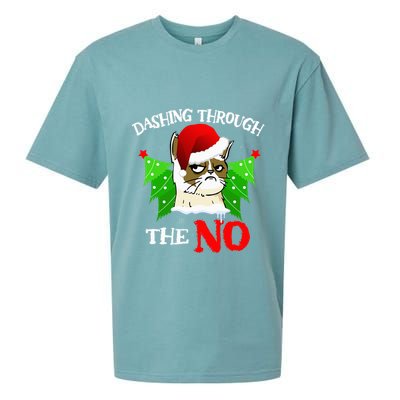 Cat Lover Xmas Dashing Through Grumpy Cats The No Christmas Sueded Cloud Jersey T-Shirt