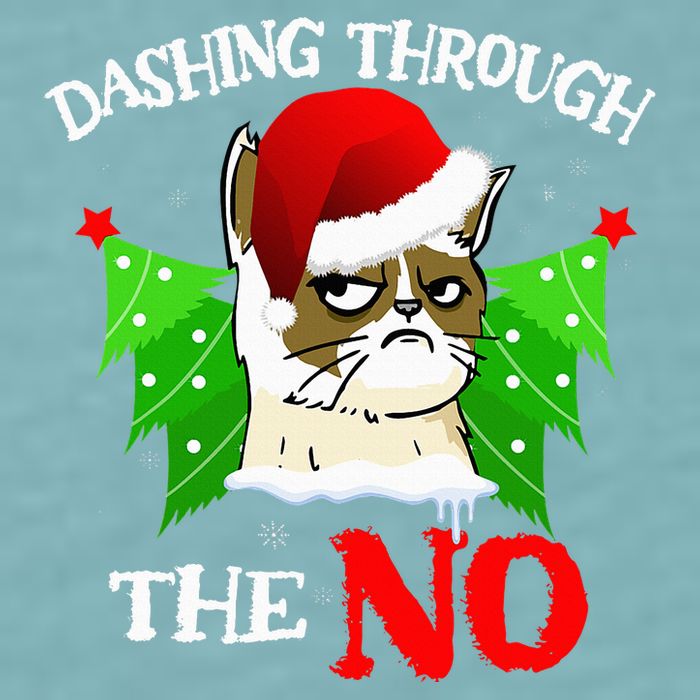 Cat Lover Xmas Dashing Through Grumpy Cats The No Christmas Sueded Cloud Jersey T-Shirt