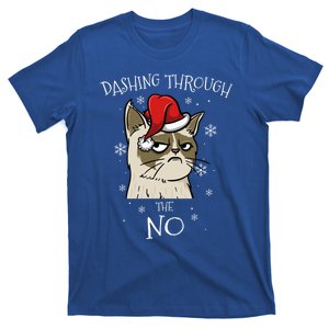 Cat Lover Xmas Funny Gift Dashing Through No Grumpy Christmas Gift T-Shirt