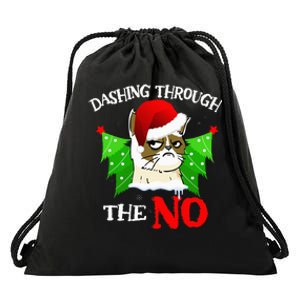 Cat Lover Xmas Dashing Through Grumpy Cats The No Christmas Drawstring Bag