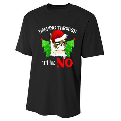 Cat Lover Xmas Dashing Through Grumpy Cats The No Christmas Performance Sprint T-Shirt