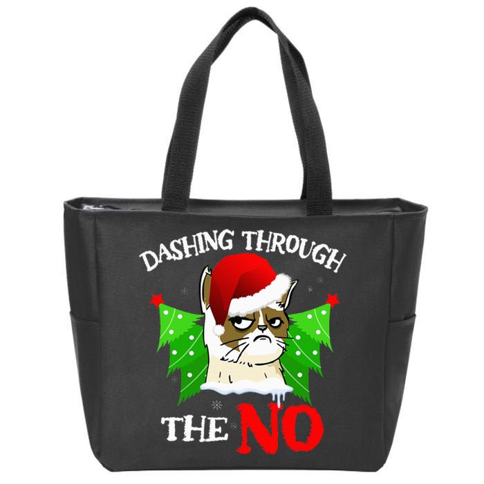 Cat Lover Xmas Dashing Through Grumpy Cats The No Christmas Zip Tote Bag