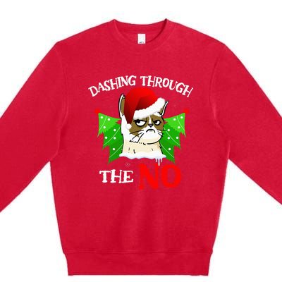 Cat Lover Xmas Dashing Through Grumpy Cats The No Christmas Premium Crewneck Sweatshirt