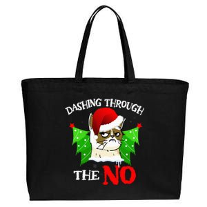 Cat Lover Xmas Dashing Through Grumpy Cats The No Christmas Cotton Canvas Jumbo Tote