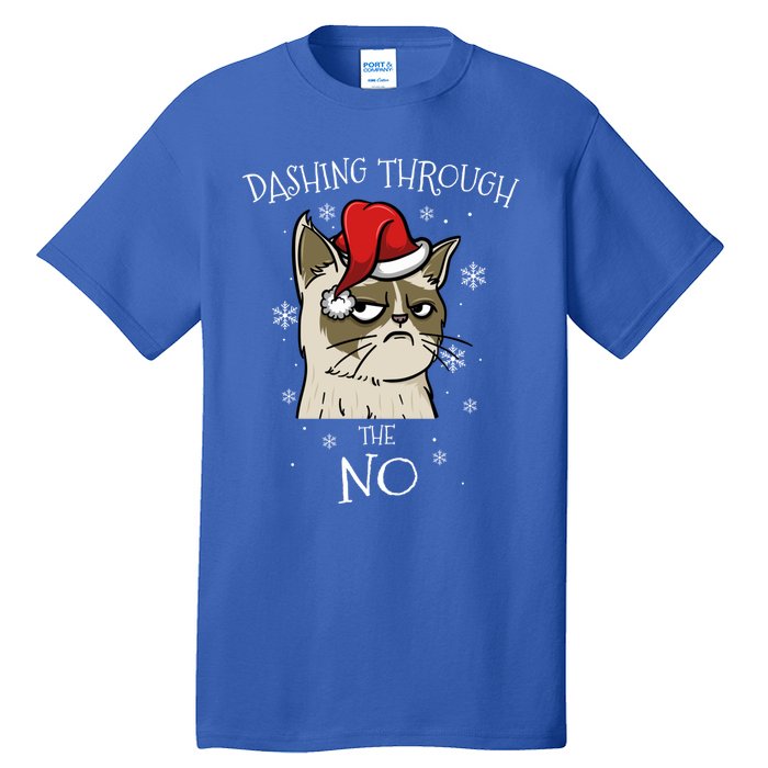 Cat Lover Xmas Funny Gift Dashing Through No Grumpy Christmas Great Gift Tall T-Shirt