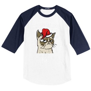 Cat Lover Xmas Funny Gift Dashing Through No Grumpy Christmas Great Gift Baseball Sleeve Shirt