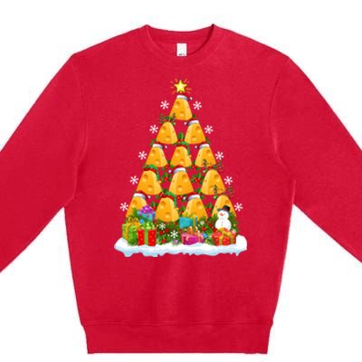 Cheese Lover Xmas Holiday Santa Cheese Christmas Tree Premium Crewneck Sweatshirt