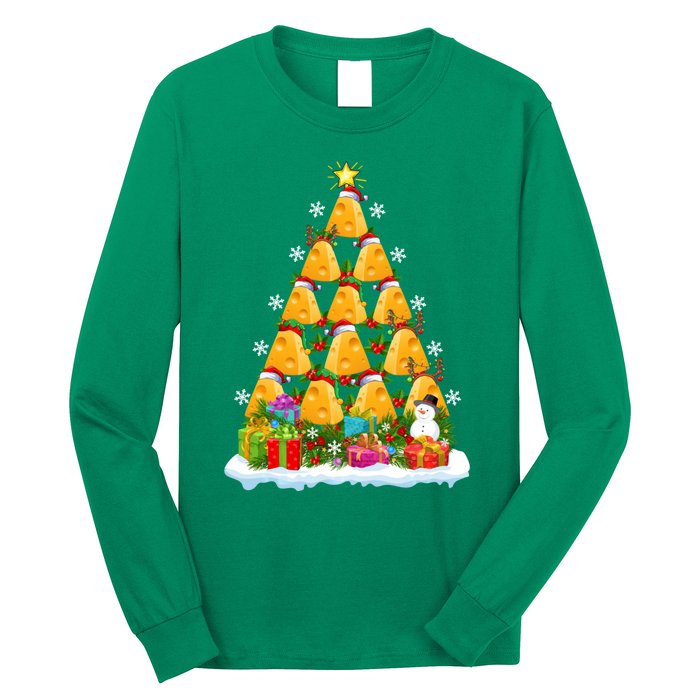 Cheese Lover Xmas Holiday Santa Cheese Christmas Tree Long Sleeve Shirt