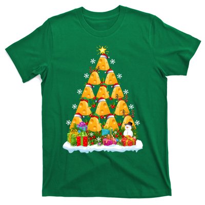 Cheese Lover Xmas Holiday Santa Cheese Christmas Tree T-Shirt