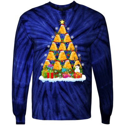 Cheese Lover Xmas Holiday Santa Cheese Christmas Tree Tie-Dye Long Sleeve Shirt