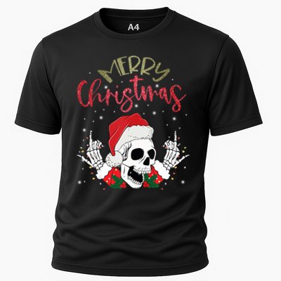 Christmas Light Xmas Santa Hat Funny Skull Merry Christmas Tank Top Cooling Performance Crew T-Shirt