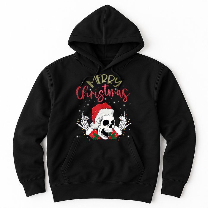 Christmas Light Xmas Santa Hat Funny Skull Merry Christmas Tank Top Hoodie