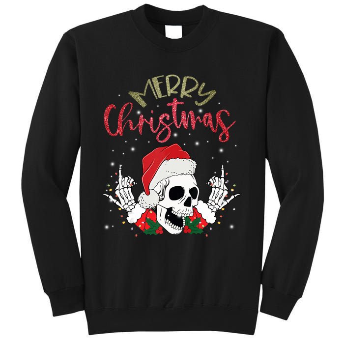 Christmas Light Xmas Santa Hat Funny Skull Merry Christmas Tank Top Sweatshirt