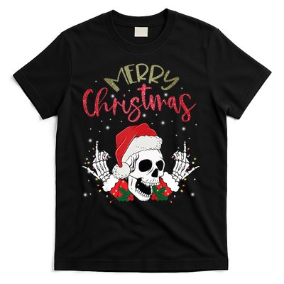 Christmas Light Xmas Santa Hat Funny Skull Merry Christmas Tank Top T-Shirt