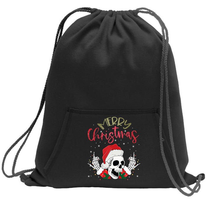 Christmas Light Xmas Santa Hat Funny Skull Merry Christmas Tank Top Sweatshirt Cinch Pack Bag