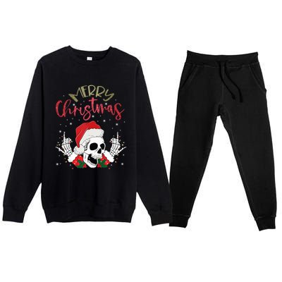 Christmas Light Xmas Santa Hat Funny Skull Merry Christmas Tank Top Premium Crewneck Sweatsuit Set