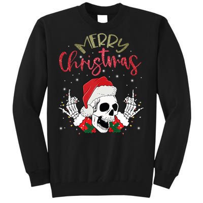 Christmas Light Xmas Santa Hat Funny Skull Merry Christmas Tank Top Tall Sweatshirt