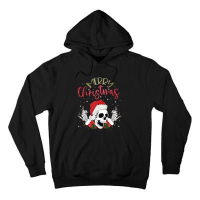 Christmas Light Xmas Santa Hat Funny Skull Merry Christmas Tank Top Tall Hoodie