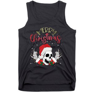 Christmas Light Xmas Santa Hat Funny Skull Merry Christmas Tank Top Tank Top