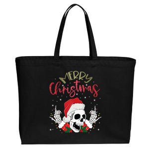 Christmas Light Xmas Santa Hat Funny Skull Merry Christmas Tank Top Cotton Canvas Jumbo Tote