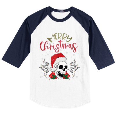 Christmas Light Xmas Santa Hat Funny Skull Merry Christmas Tank Top Baseball Sleeve Shirt