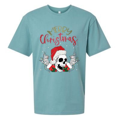 Christmas Light Xmas Santa Hat Funny Skull Merry Christmas Tank Top Sueded Cloud Jersey T-Shirt