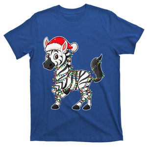 Christmas Lights Zebra Wearing Xmas Hat Zebra Lover T-Shirt