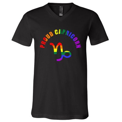 Capricorn Astrology LGBTQ Zodiac Sign Horoscope V-Neck T-Shirt