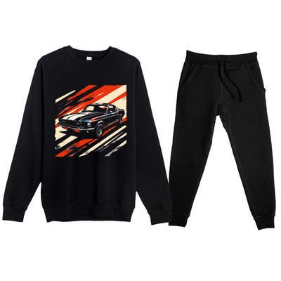 Classic Muscle 1960s Stripe Patterned Fastback Premium Crewneck Sweatsuit Set