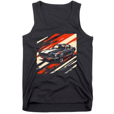 Classic Muscle 1960s Stripe Patterned Fastback Tank Top