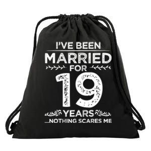 Couples Married 19 Years Retro 19th Wedding Anniversary Drawstring Bag