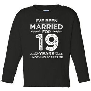 Couples Married 19 Years Retro 19th Wedding Anniversary Toddler Long Sleeve Shirt