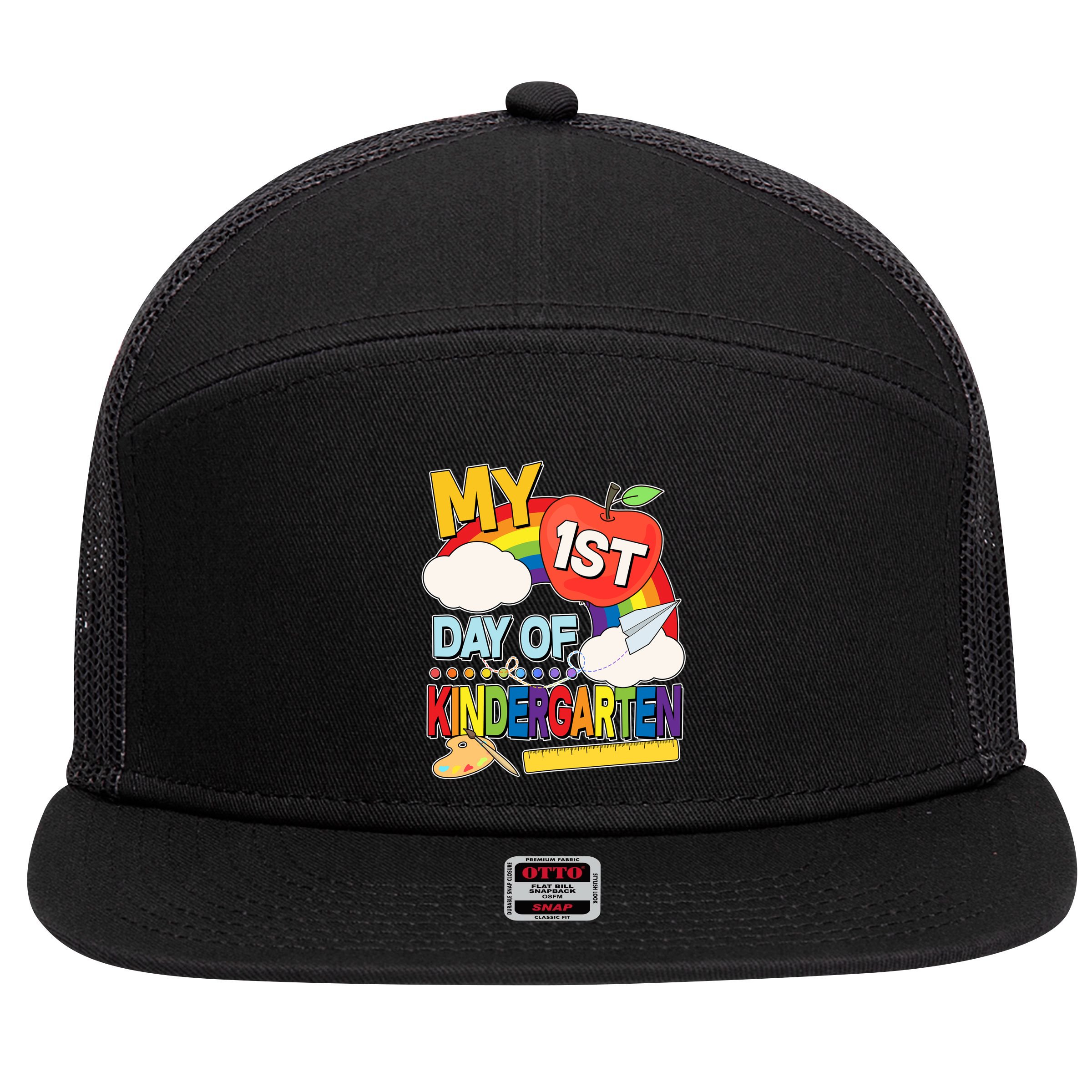 Cute My 1st Day Of Kindergarten 7 Panel Mesh Trucker Snapback Hat