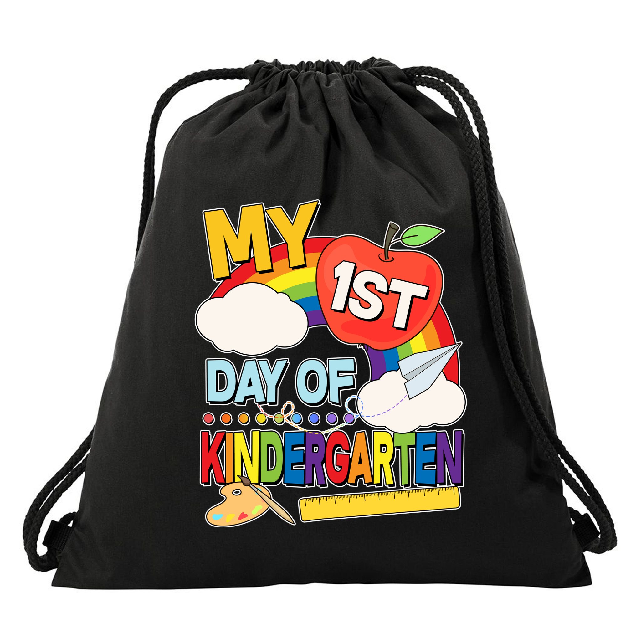 Cute My 1st Day Of Kindergarten Drawstring Bag