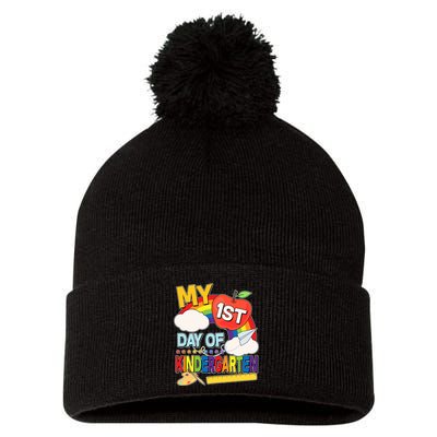 Cute My 1st Day Of Kindergarten Pom Pom 12in Knit Beanie