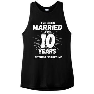 Couples Married 10 Years - Funny 10th Wedding Anniversary Ladies PosiCharge Tri-Blend Wicking Tank