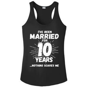 Couples Married 10 Years - Funny 10th Wedding Anniversary Ladies PosiCharge Competitor Racerback Tank