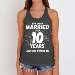 Couples Married 10 Years - Funny 10th Wedding Anniversary Women's Knotted Racerback Tank