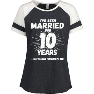 Couples Married 10 Years - Funny 10th Wedding Anniversary Enza Ladies Jersey Colorblock Tee