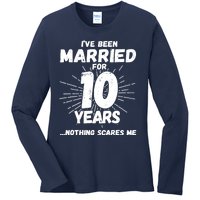 Couples Married 10 Years - Funny 10th Wedding Anniversary Ladies Long Sleeve Shirt